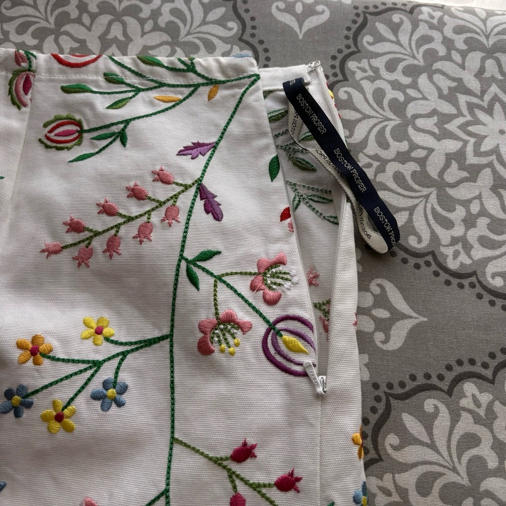 NWOT Boston Proper White Embroidered Floral Mini Skirt - Picture 5 of 6